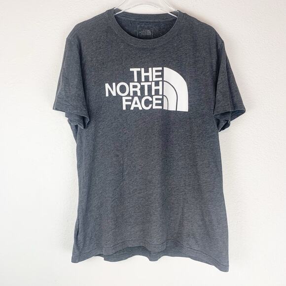 The‎ North Face Shirt Mens Large Gray Spell Out Graphic Tee Short Sleeves Crew L - Picture 1 of 7